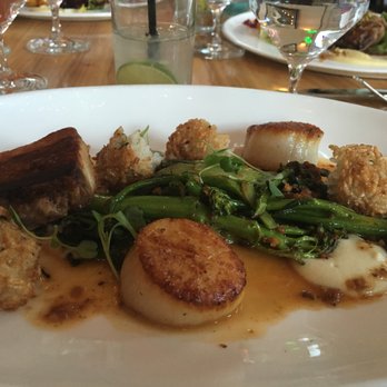 Mercantile - Diver Scallops with Pork Belly - New American Near Me - Denver, Colorado Mercantile - Diver Scallops with Pork Belly - New American Near Me - Denver, Colorado