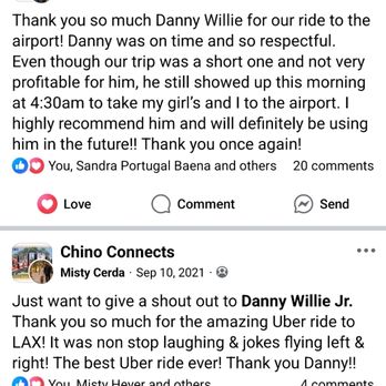 Connects Driver Guy - Compliments of clients sharing there thoughts about us as their transportation company - Airport Shuttles Near Me - Chino, California Connects Driver Guy - Compliments of clients sharing there thoughts about us as their transportation company - Airport Shuttles Near Me - Chino, California