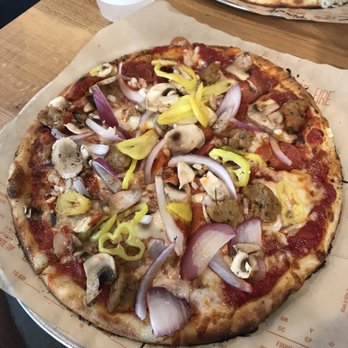 Blaze Pizza - Spicy sauce with everything but the kitchen sink. Delicious. - Salad Near Me - Boston, Massachusetts Blaze Pizza - Spicy sauce with everything but the kitchen sink. Delicious. - Salad Near Me - Boston, Massachusetts
