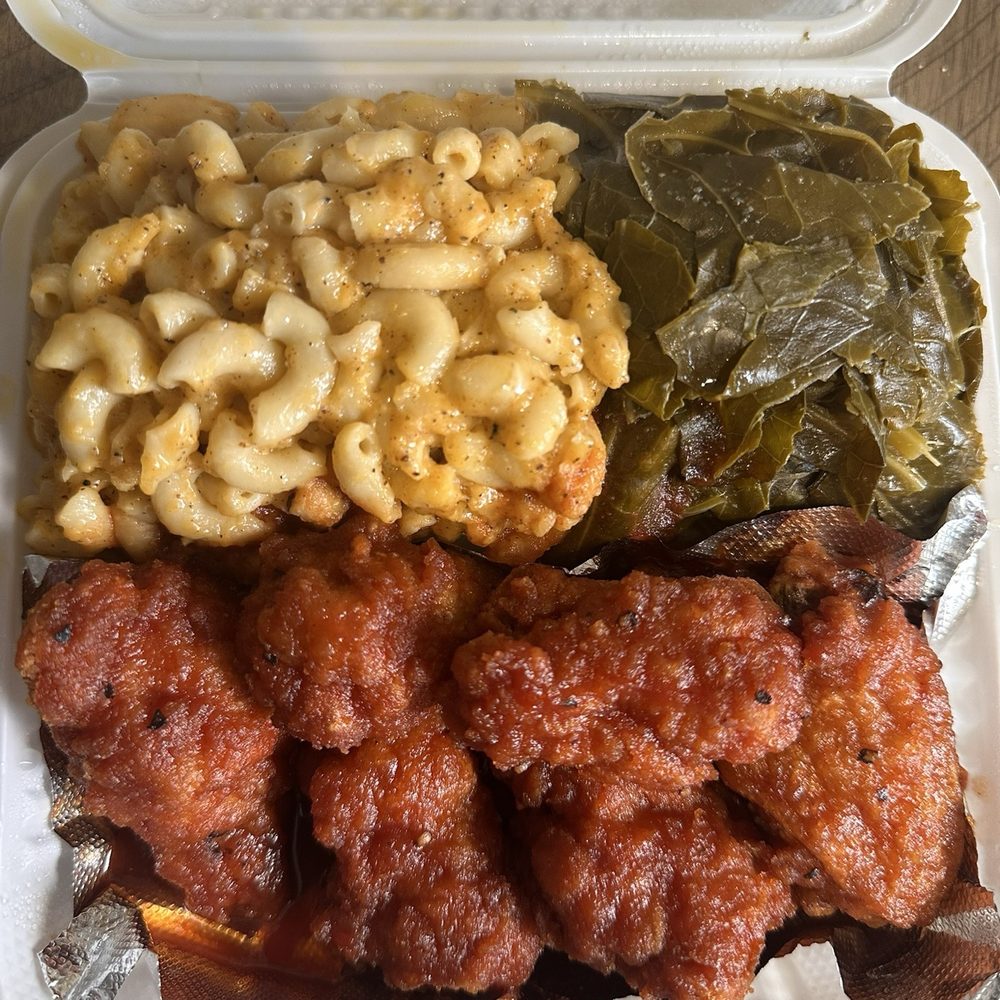 Amazing Taste - Wings plate collard greens and Mac and cheese - Soul Food Near Me - North Plainfield, New Jersey Amazing Taste - Wings plate collard greens and Mac and cheese - Soul Food Near Me - North Plainfield, New Jersey