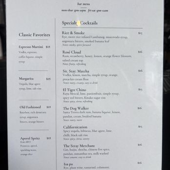 Stray Dog - Cocktail Menu - Coffee & Tea Near Me - San Francisco, California