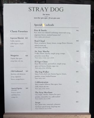 Menu photo 2 Stray Dog San Francisco, CA