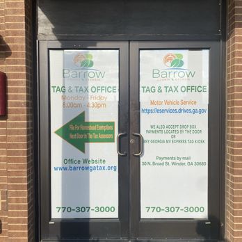 Barrow County Tag Office - Please note the hours posted online list they close 5 PM but they don't close at 4:30. - Professional Services Near Me - Winder, Georgia