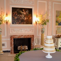 Royal Icings - Sophisticated elegance in the perfect setting for this buttercream cake with bands of handpainted golden fondant.