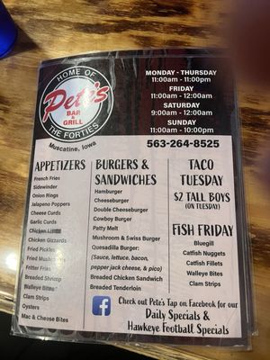 Menu photo 8 Pete's Tap Muscatine, IA Menu photo 8 Pete's Tap Muscatine, IA