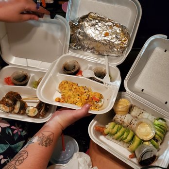 Sushi Boat - Volcano, Japanese Bagel Crunch, Spider, American Dream roll - Japanese Near Me - Pompano Beach, Florida Sushi Boat - Volcano, Japanese Bagel Crunch, Spider, American Dream roll - Japanese Near Me - Pompano Beach, Florida