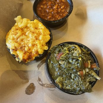 Mission BBQ - Maggie's Mac-N-Cheese, Baked Beans with Brisket, & collard greens - Barbeque Near Me - Davie, Florida