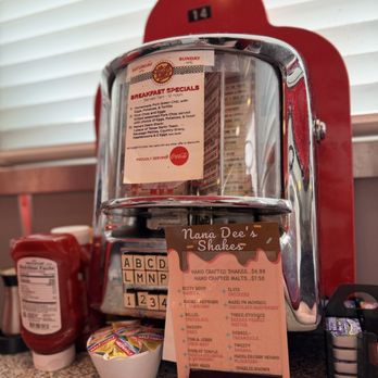 Nana Dee's Diner - Table with shake menu - Diners Near Me - Mesa, Arizona