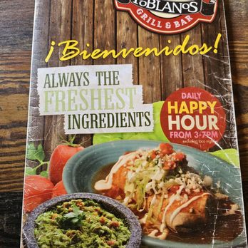 Poblano's Mexican Bar & Grill - Front page of menu - Mexican Near Me - Bradenton, Florida