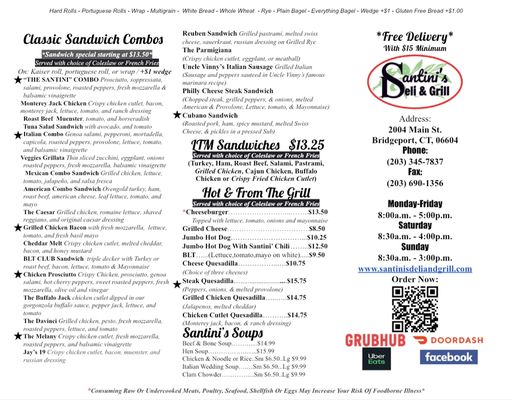 Menu photo 2 Santini's Deli and Grill Bridgeport, CT Menu photo 2 Santini's Deli and Grill Bridgeport, CT