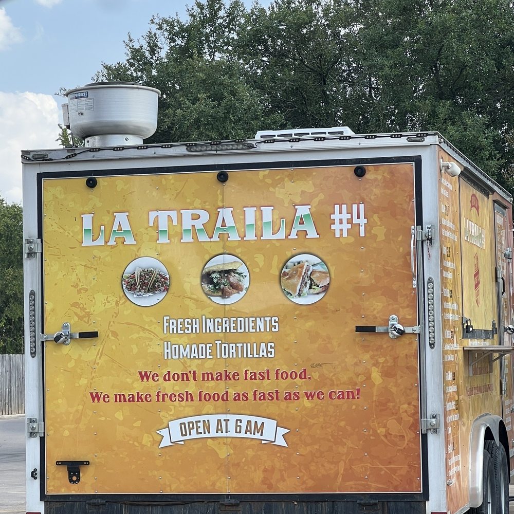 La Traila - side / peripheral view of the food truck - states they open at 6am. ¡y homemade tortillas! - Food Trucks Near Me - Austin, Texas La Traila - side / peripheral view of the food truck - states they open at 6am. ¡y homemade tortillas! - Food Trucks Near Me - Austin, Texas