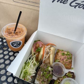 Rollin - Rollin Pandan Thai Iced Tea, Braised Pork Belly Bao, Yellowtail Scallion Roll, Veggie Crunch Roll, Spicy Tuna Crispy Rice - Food Delivery Services Near Me - Detroit, Michigan Rollin - Rollin Pandan Thai Iced Tea, Braised Pork Belly Bao, Yellowtail Scallion Roll, Veggie Crunch Roll, Spicy Tuna Crispy Rice - Food Delivery Services Near Me - Detroit, Michigan
