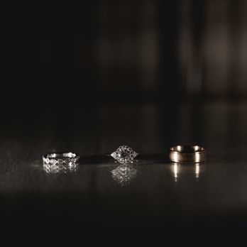Joe Escobar Diamonds - Marquise wedding band, halo round cut engagement ring, yellow gold with brushed look & engraving Photo credit: Yang Lu Photography - Jewelry Near Me - Campbell, California Joe Escobar Diamonds - Marquise wedding band, halo round cut engagement ring, yellow gold with brushed look & engraving Photo credit: Yang Lu Photography - Jewelry Near Me - Campbell, California