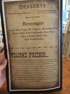Menu photo 6 Double S Steakhouse Willcox, AZ