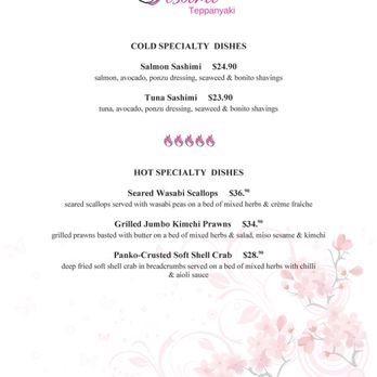 Asami Teppanyaki - Specialty Menu - Teppanyaki Near Me - Surfers Paradise, QLD