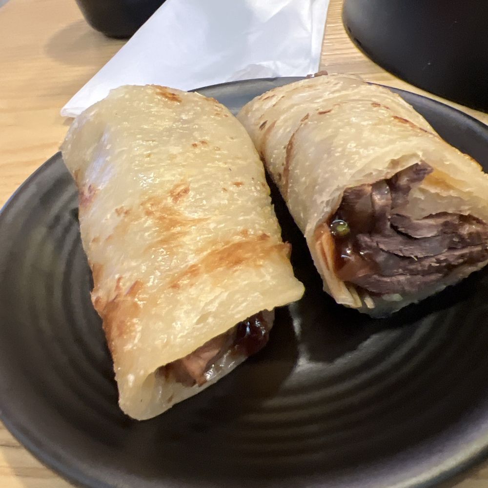 Beef wrap, and scallion pancake Beef wrap, and scallion pancake