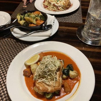 Roanoke - House Smoked Salmon Plate and Chicken Parmesan with a side of Grilled Vegetables. - Cocktail Bars Near Me - Chicago, Illinois Roanoke - House Smoked Salmon Plate and Chicken Parmesan with a side of Grilled Vegetables. - Cocktail Bars Near Me - Chicago, Illinois
