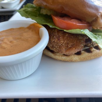 Mezza Grille - Spicy Crispy Chicken Sandwich - Mediterranean Near Me - Houston, Texas