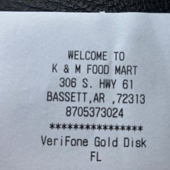K & M Food Mart - cash register receipt - Convenience Stores Near Me - Joiner, Arkansas K & M Food Mart - cash register receipt - Convenience Stores Near Me - Joiner, Arkansas