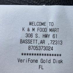K & M Food Mart - Cash register receipt