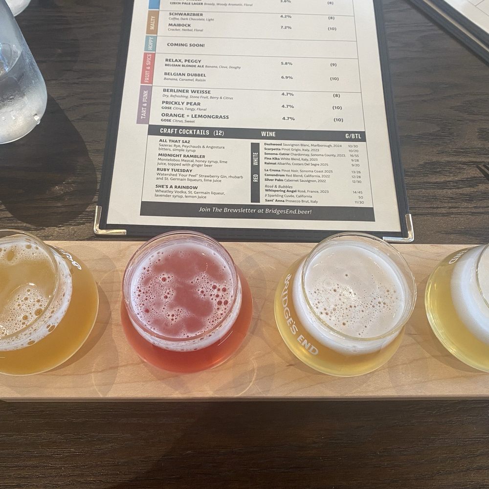 Bridge’s End Brewing - Beer flight, pick any 4 on their menu. - Brewpubs Near Me - Shawnee Hills, Ohio