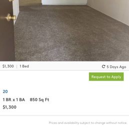 Shows how much apt was renting for