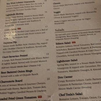 The Edison - Their menu opposed2 the 1 they have online.Excuse is they have other locations. Told em they should  put down location on each menu. - Steakhouses Near Me - Tallahassee, Florida
