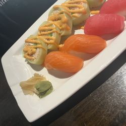 Yoka Breaux Bridge - Football roll with Tuba and Salmon Nigiri