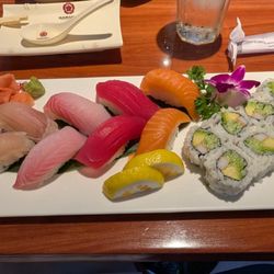 Sakura Sushi & Grill - Sushi Regular meal. 8 pieces of nigiri and a Cali roll.