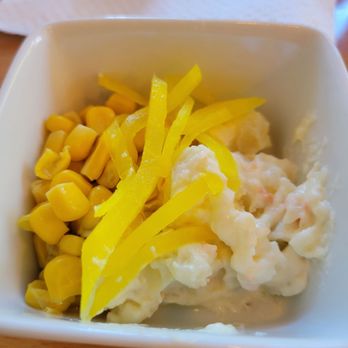Jugem - A little side dish of corn, takuan and potato salad. - Japanese Curry Near Me - Honolulu, Hawaii Jugem - A little side dish of corn, takuan and potato salad. - Japanese Curry Near Me - Honolulu, Hawaii