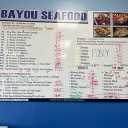 Bayou Seafood - Menu