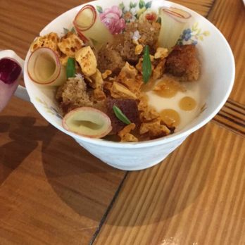 Odd Duck - Look at this masterpiece. Believe it or not, it tastes even better than it looks. Panna cotta. - American Near Me - Austin, Texas Odd Duck - Look at this masterpiece. Believe it or not, it tastes even better than it looks. Panna cotta. - American Near Me - Austin, Texas