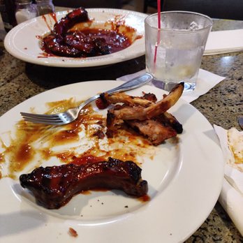 Blue Fire Grill - Baby back ribs(recommend), side of baked beans (yum) and side salad.  My vodka soda took a backseat. - Barbeque Near Me - Chino, California