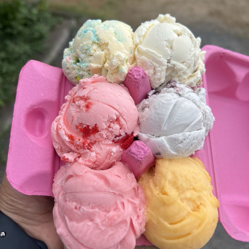Scoop Deck - Ice cream flight with birthday Cake Batter, Butter Pecan, Cherry Vanilla, blueberry crumble, raspberry sorbet, and mango sorbet - Ice Cream & Frozen Yogurt Near Me - Wells, Maine Scoop Deck - Ice cream flight with birthday Cake Batter, Butter Pecan, Cherry Vanilla, blueberry crumble, raspberry sorbet, and mango sorbet - Ice Cream & Frozen Yogurt Near Me - Wells, Maine