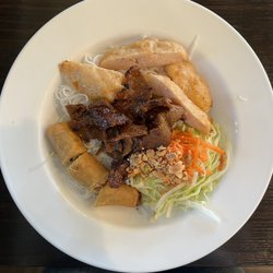 Pho Tran's - BBQ beef, egg rolls & shrimps on Vermicelli! Portion is so small but only $12.99