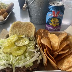 Burgers and Brews - Smash burger with home made chips