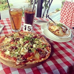 Mediterranean pizza and lasagna at Marinara's cafe Paddington