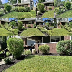 Hoosier Pride Lawn Care - Garden bed cleanup mulch installed and bushes trimmed
