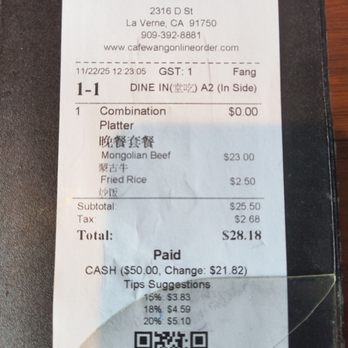 Cafe Wang - One person bill, no complaints! - Dim Sum Near Me - La Verne, California