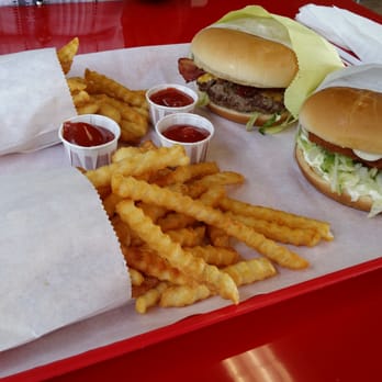 Fancy Burger - bacon cheeseburger, fish burger and french fries - Burgers Near Me - Fresno, California