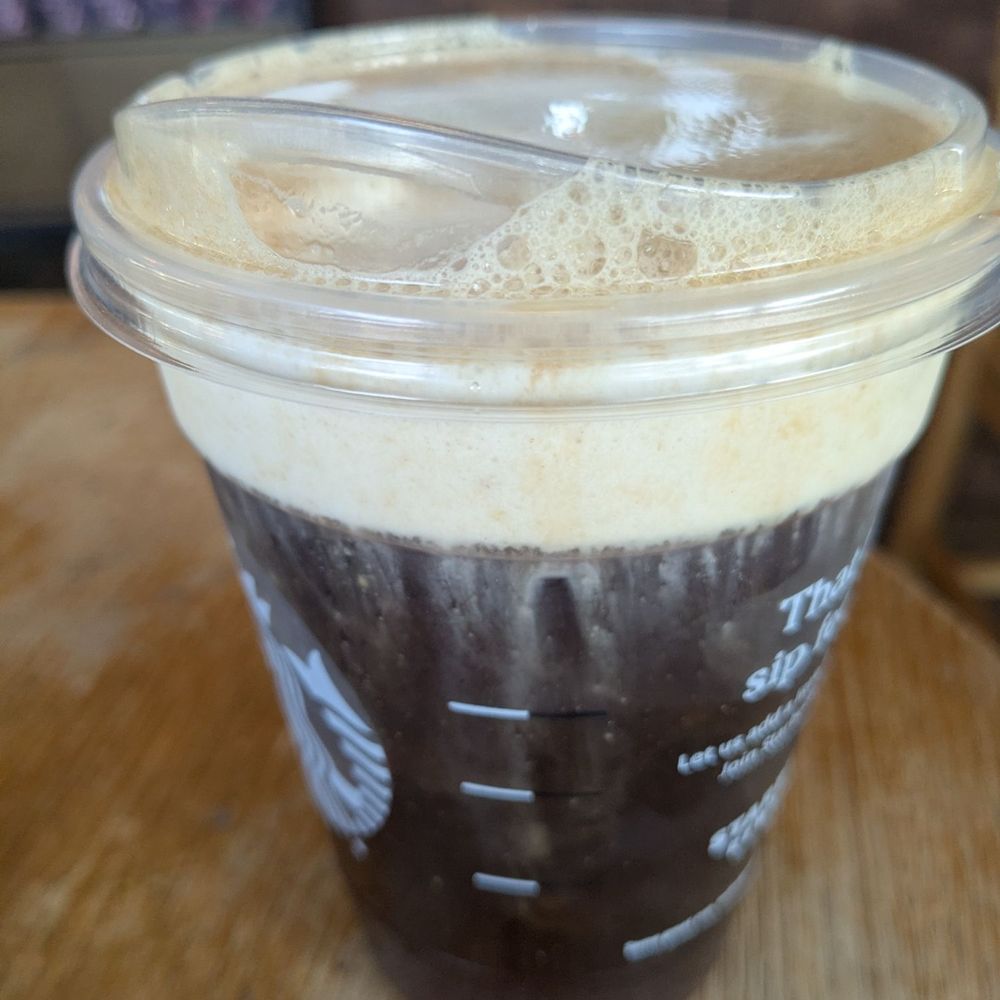Americano with banana protein cold foam Americano with banana protein cold foam