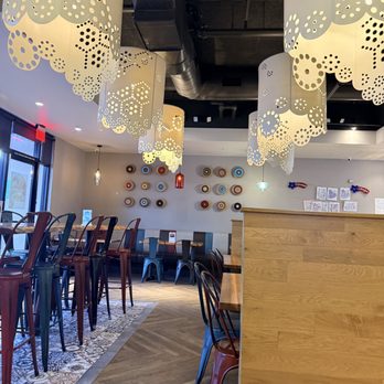 Luna Grill Encinitas - Colorful, modern interior with lots of seating inside and outside. - Greek Near Me - Encinitas, California