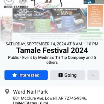 Ward Nail Park - Tamale festival - Parks Near Me - Lowell, Arkansas