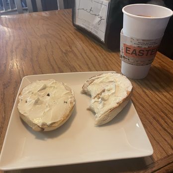 The Factory Coffeehouse - Bagel with cream cheese and a medium coffee - Coffee & Tea Near Me - Mocksville, North Carolina The Factory Coffeehouse - Bagel with cream cheese and a medium coffee - Coffee & Tea Near Me - Mocksville, North Carolina