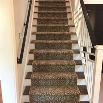 Austin Fine Floors - Custom animal print runner.  We cut, serges and installed on this staircase. - Flooring Near Me - Austin, Texas
