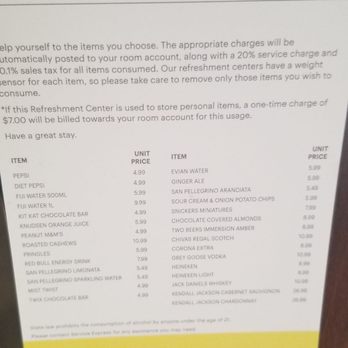 The Westin Seattle - Refreshment center prices...with a 20% service charge? - Hotels Near Me - Seattle, Washington