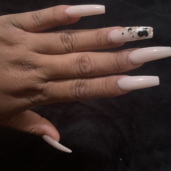 No1 Nails Spa - Long coffin with cow design - Nail Salons Near Me - Long Beach, California