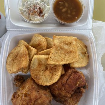 Pittsburgh Chicken & Subs - 3 piece chicken with sliced baked potatoes, potato salad and beans. - American Near Me - Los Alamitos, California Pittsburgh Chicken & Subs - 3 piece chicken with sliced baked potatoes, potato salad and beans. - American Near Me - Los Alamitos, California