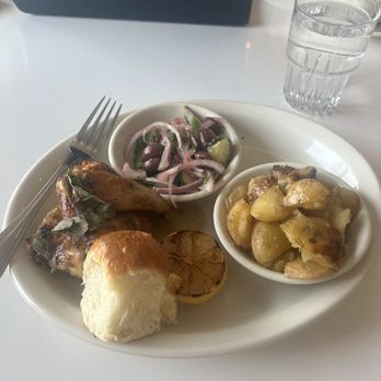 Tasty Town - Chicken plate with potatoes and village salad - Greek Near Me - Birmingham, Alabama