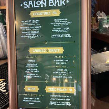 First Lady - Salon Bar Menu - Boating Near Me - Chicago, Illinois